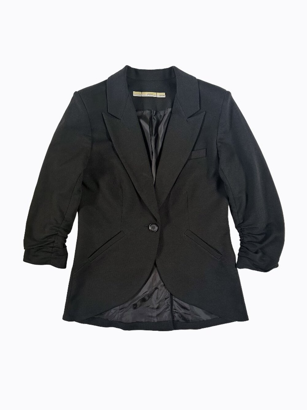 Gibson Black Blazer Y2K Jacket Sz S Structured 3/4 Sleeve Ruched 90s Whimsigoth